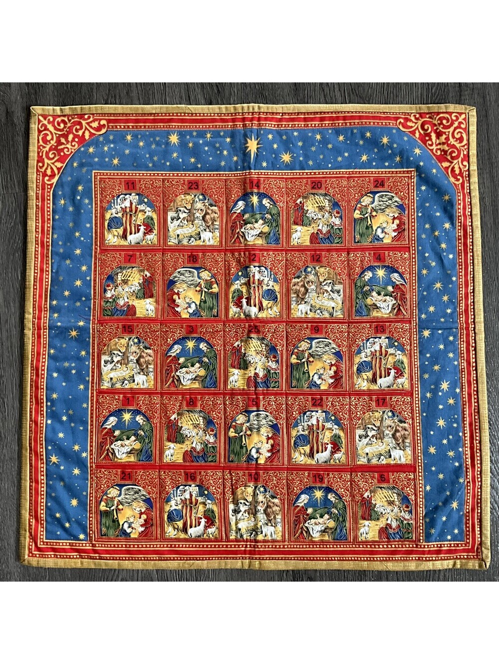 Nativity Christmas Story Advent Countdown Pockets Calendar Finished Fabric Panel